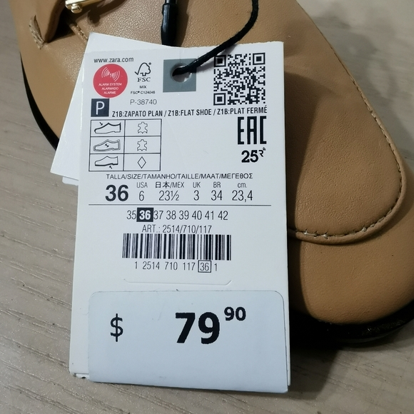 NWT Zara Leather Flat Loafer Shoes - Picture 9 of 11